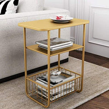 TONG HXF- Piccolo Soggiorno tavolino Rack di stoccaggio Scaffale a Terra Squisito capezzale del ripiano Ferro Multifunzionale Durevole (Color : Gold)