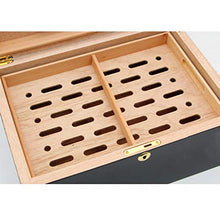 FHUILI Portasigari di Grande capienza - Portable Cigar Humidor con l'igrometro per Viaggi e Lavoro,Nero