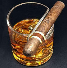 Sweetrl - Bicchiere rotondo per sigari e whisky, con porta sigari, in vetro, per casa, bar