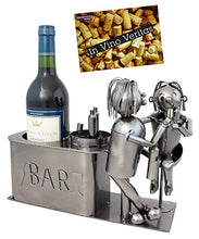 Brubaker Amanti portabottiglie Vino Presso Il Bar Oggetti Decorativi in Metallo Oggetto Decorativo Coppia Regalo Stand Bottiglia con Biglietto di Auguri