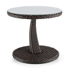 blumfeldt Tabula Tavolino da Giardino Terrazzio Appoggio Cocktail (50 CMm, Vetro, Copertura in Polyrattan, Alluminio, Resistente alle intemperie) Marrone