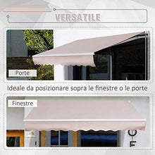 Outsunny Tenda a Braccio da Sole Avvolgibile Manuale in Poliestere Impermeabile Beige 300 x 200cm