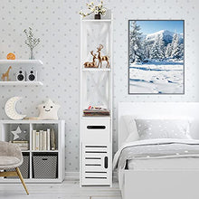 Wakects Armadietto alto per il bagno, con 2 scomparti aperti, in legno, 120 x 22 x 22,5 cm