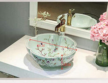 Jgophu - Lavabo artistico in ceramica dipinta a mano con fiori e uccelli