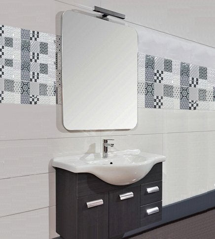 Mobile bagno sospeso moderno Rovereto grigio scuro, misura cm 85, lavabo integrale