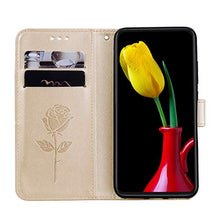 Robinsoni Cover Compatibile con Samsung Galaxy J530 Case Scintillare Glitters Lucido Portafoglio Libro Custodia Retro 3D Rosa Stampato Pelle PU Libretto Cover Foglio Flip Magnetica Fiore Caso, Oro