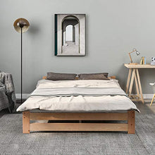 Keebgyy Letto in legno massiccio con testiera e rete a doghe, naturale (200 x 140 cm)