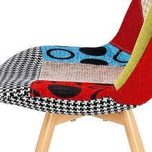 VADIM Set di 2 Sedie da Pranzo Scandinave, Sedie da Cucina Imbottite in Tessuto Patchwork, Sedie Design Solido con Gambe in Metallo, Rovere Imitazione¡­