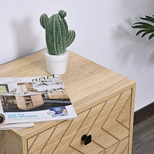 HOMCOM Cassettiera con 2 Cassetti Motivo a Onde Stile Vintage Design Scandinavo Combinazione di MDF e di Pannello Truciolare 48x39.5x60cm