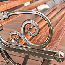Panca da Giardino Sedile Sedia da Giardino Panchina da Esterno Tempo Libero Legno massello Sedia con Schienale in Ferro battuto Cortile Panca in Legno anticorrosivo in Alluminio pressofuso 5