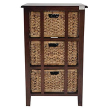 ETNIC ART Etnicart - Cassettiera alta in mogano massello e giacinto a 3 cassetti-60x97x48-Alta qualità