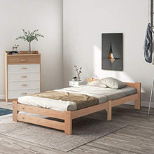 Keebgyy Letto in legno massiccio con testiera e rete a doghe, naturale (200 x 90 cm)