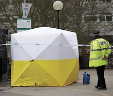 Goutime Gazebo,2×2M Padiglione da Impermeabile Pieghevole con 4 Pareti Laterali,Tenda Pop-Up Multifunzione (Bianco e Giallo)