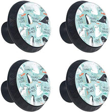 Doodle pesce orso pinguino Wolf Penguin Fish Words Pomelli per Porta Set di 4 Pomelli per Mobili Manopole per Cassetti Cucina Armadio Vetro