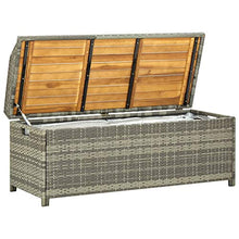 Tidyard Panca da Giardino Polyrattan Nero/Grigio con Vano Portaoggetti,Cassapanca Contenitore da Giardino in Rattan,Panca Contenitore da Giardino in Rattan,Panca 2 Posti,Cassapanca da Esterno