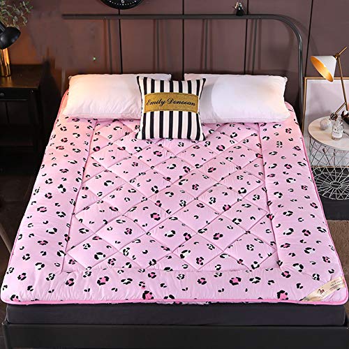 JiaQi Extra Morbido Materasso,Giapponese da Terra Futon Imbottita,Pieghevole Stuoie di Cuscino Addensare Tatami Materasso Pieghevole Ipoallergenico Stuoia Pisolino-Rosa 135x200x2cm(53x79x1inch)