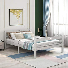 belupai Letto matrimoniale in legno con rete a doghe, testiera con maniglia, per bambini, ragazzi e adulti, colore bianco (200 x 140 cm)