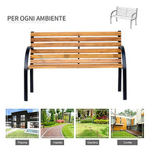 Outsunny Panca in Legno 2 Posti, Panchina da Esterno, Giardino, Balcone o Terrazzo 122x60x80cm, Nero e Color Legno