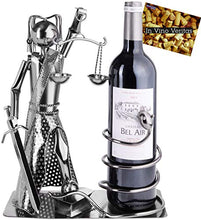 BRUBAKER Supporto per Bottiglie di Vino Justitia con Serpente - Supporto per Bottiglie di Scultura in Metallo - Regalo di Vino con Figura in Metallo per Avvocati, Giudici - con Biglietto D'auguri