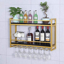 Portabottiglie in Ferro A Parete, Portabicchieri da Vino, Portaoggetti in Legno, Espositore A Doppio Strato, Porta Condimento da Cucina