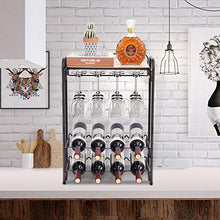 Kingrack 8 portabottiglie in metallo con portabicchieri e supporto per vino e tavolo, 4 ripiani per vino, supporto per vino, supporto per cucina, cantina, bar, piano di lavoro