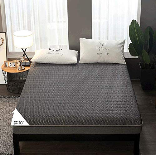 WANGT Pieghevole Materasso Tatami,Super Morbido Traspirante Materasso Futon Fibra Poliestere per Meditazione Dormitorio Soggiorno,Gray-100 * 200 * 6cm