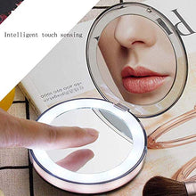 Specchio Per Il Trucco Specchi Portatili Specchio Per Il Trucco Da Viaggio Illuminato A Led Ingrandimento 1X / 3X - Specchio Per Il Trucco Portatile Compatto Con Luce Diurna Con Luci Per Comò Da Bagno