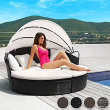 TecTake 800764 Letto Isola Alluminio Rattan, Sdraio Prendisole Arredo Esterno Giardino | Larghezza: ca. 180cm | Disponibile in Diversi Colori (Grau | No. 403422)