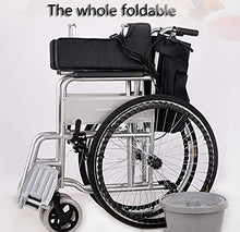 Sedia A Rotelle Pieghevole in Alluminio Portatile, Sedia A Rotelle Semovente per Anziani Pieghevole con WC, Sedia da Viaggio per Anziani con Freni Anteriori E Posteriori A