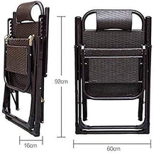 PAKUES-QO Reclinabile Rattan Sedia reclinabile Pieghevole Gravity Sedie Zero Lettini da Sole Sedie a Sdraio Relaxer Giardino Spiaggia Marrone Regolabile