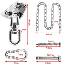 Gancio Soffitto Ganci Altalena Acciaio Inox Kit, Staffa Sacco Boxe Sospesa Amaca Altalena Accessori con Catenacatena, Capacità di Carico Fino a 450 KG 360 °Girevole, per Travi in Legno, Soffitto