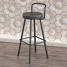 HXSM Sedia da Bar Industrial Sgabelli da Cucina in Metallo Sgabello da Lavoro con Schienale Rotondo Sedia da Pranzo in Pelle PU per La Casa Nero 50/55/60/65/70/75cm
