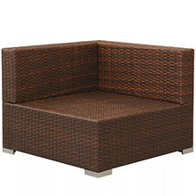 Tidyard- Divano da Giardino Set 8 pz in Polirattan Modulare Marrone, Set Divano Rattan