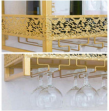 LLT Wine Rack, Cremagliera Della Decorazione Della Parete Della Novità, Wine Rack Mensola Di Vetro Metallo Parete Attaccatura Del Supporto Di Bottiglia Del Vino Calici Rack Oro 60 × 25 × 50 cm