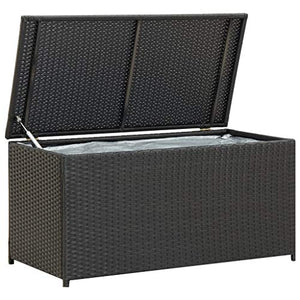 Festnight Baule da Giardino per Esterno Impermeabile in Rattan Nero/Marrone,Cassapanca Contenitore da Giardino per Esterno Impermeabile in Rattan,Cassapanca Contenitore Esterno,100 x 50 x 50 cm