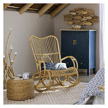 XinQing-Sedia a Dondolo Naturale Real Rattan Sedia a Dondolo reclinabile Intrecciata a Mano in Tessuto a Mano Balcone Giardino Spiaggia Salotto 100x75x97cm