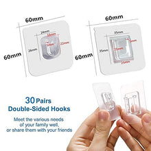 Anyingkai 30 Pair Ganci a Parete Biadesivi,Ganci da Parete Biadesivi,Gancio Adesivo Senza Cuciture,Ganci Adesivi Trasparenti Cucina,Ganci Autoadesivi Muro,Ganci da Parete Autoadesivi