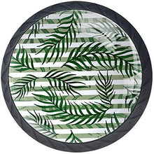Foglie tropicali bianco verde a strisce Pomelli per Porta Set di 4 Pomelli per Mobili Manopole per Cassetti Cucina Armadio Vetro
