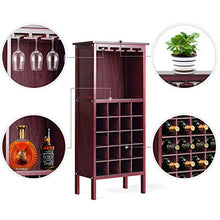 Giantex - Portabottiglie Cantinetta per Vino in Legno per 20 Bottiglie, Scaffale per Bottiglie di Vino con 4 Porta Calici, Vintage, per Cucina, Bar, 42 x 24,5 x 96 cm (Marrone)
