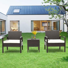 Amity Set di mobili da giardino per 2 persone, in polyrattan, con cuscino, set di mobili da giardino con 2 divani singoli e 1 tavolo con vano portaoggetti, set di mobili per il tè del pomeriggio
