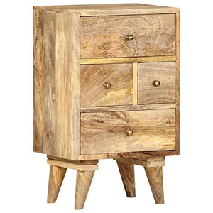 Tidyard Comodino Armadietto Camera da Letto Vintage,Comodino con 4 Cassetti in Legno Massello Mango,Comodino con Cassetti,Comodino Cameretta Vintage,Comodino Vintage 36x30x60 cm