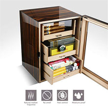 Humidor Cabinet - Scatola Portasigari Humidor - Vetrina Humidor in Legno Di Cedro Vernice Per Pianoforte Con Umidificatore e Igrometro Digitale