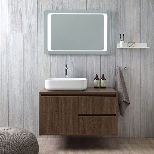 Kiamami Valentina Mobile Bagno SOSPESO SOTTOLAVABO 90 CM E Specchio LED Touch | Siena