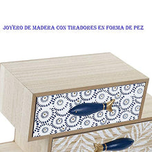 Item - Cassettiera in legno, piccola scatola portagioie in legno, con design mediterraneo con 3 cassetti, 29,5 x 11 x 27 cm