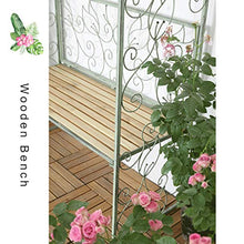 YICO Terrazza Arco da Giardino Pergolato con Panca in Acciaio, 235 cm di Altezza X 110 cm di Larghezza, Arco Decorativo per Interni/Esterni per Piante Rampicanti, Verde