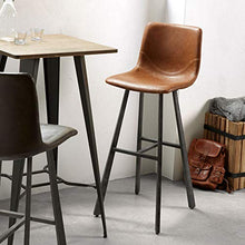 Kave Home - Sgabello Trap Marrone ossidato in Pelle Sintetica e Gambe in Acciaio