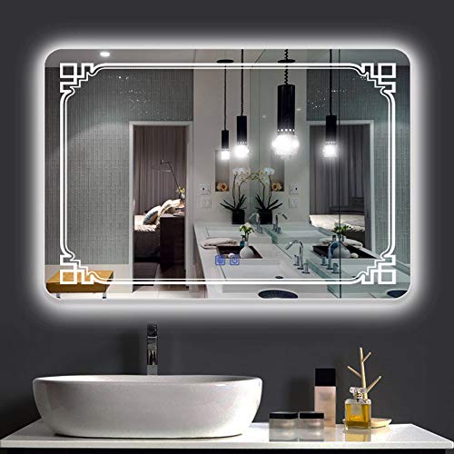 L-KCBTY Specchi da Bagno Intelligenti 24X32pollici,Specchio Cosmetico Controluce LED Specchio con Interruttore,specchi Antideflagranti,per Camera da Letto,Bagno