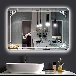L-KCBTY Specchi da Bagno Intelligenti 24X32pollici,Specchio Cosmetico Controluce LED Specchio con Interruttore,specchi Antideflagranti,per Camera da Letto,Bagno