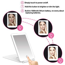 DeWEISN Specchi per Trucco con Luci a 32 LEDs, Portatile Specchio Cosmetico con Supporto e Dimmerabile Illuminato Specchio da Viaggio Pieghevole Compatto per Rasatura, Campeggio e Trucco, Ricarica USB