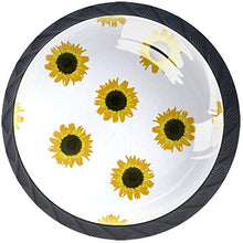 Girasoli gialli isolati Pomelli per Porta Set di 4 Pomelli per Mobili Manopole per Cassetti Cucina Armadio Vetro